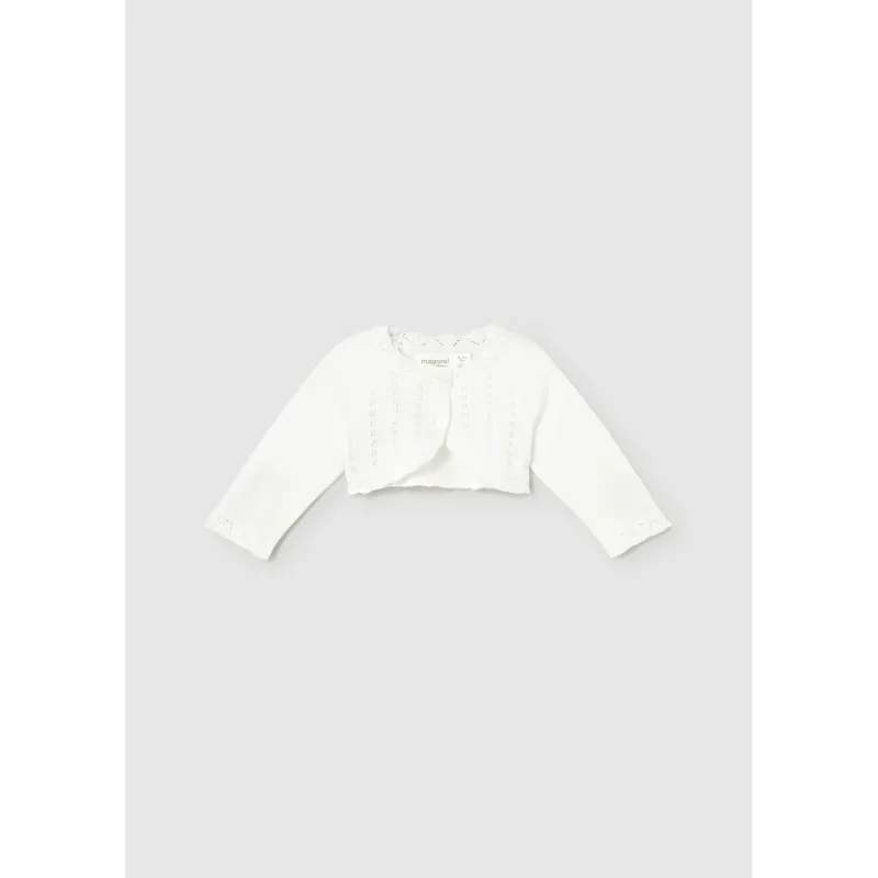 OFF WHITE KNIT BOLERO CARDIGAN CUTOUT PATTERN / 307-077