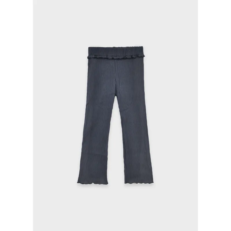 P10183MAY / 4717-018 NAVY RIBBED KNIT LEGGING FLARED FRILL TRIM