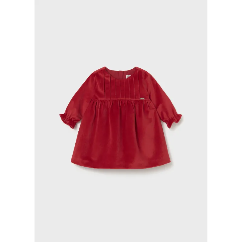 RED VELOUR DRES LONG SLEEVE / 2819-041