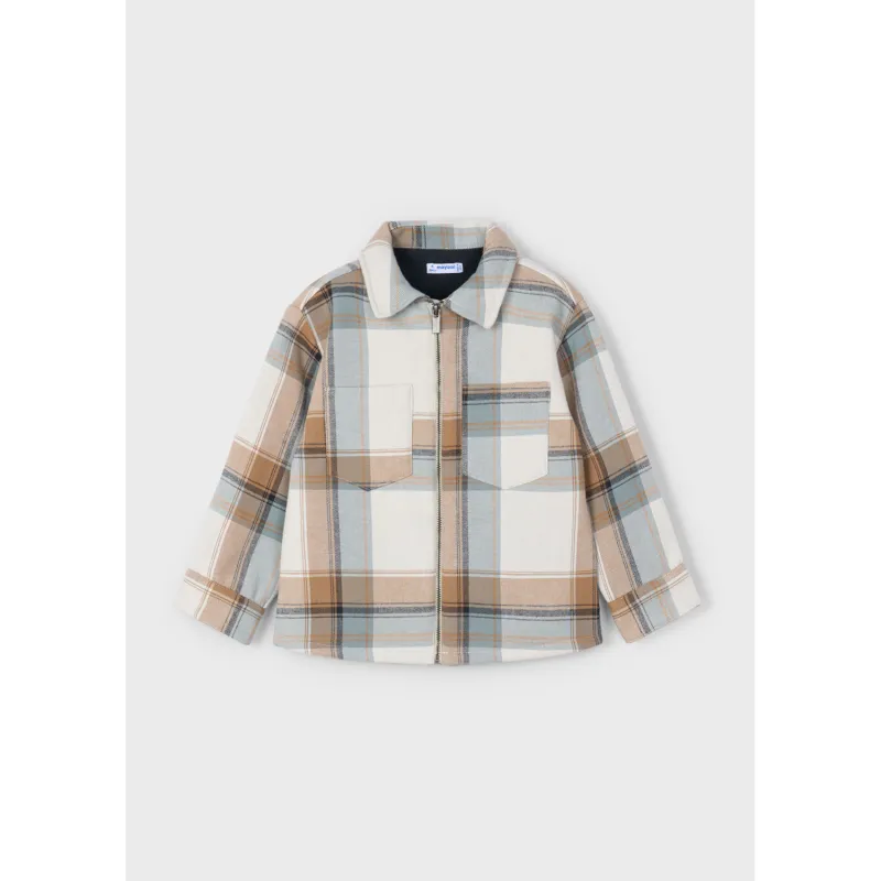 CREAM BROWN GREEN CHECKED JACKET 2 POCKETS FALL / 4414-077