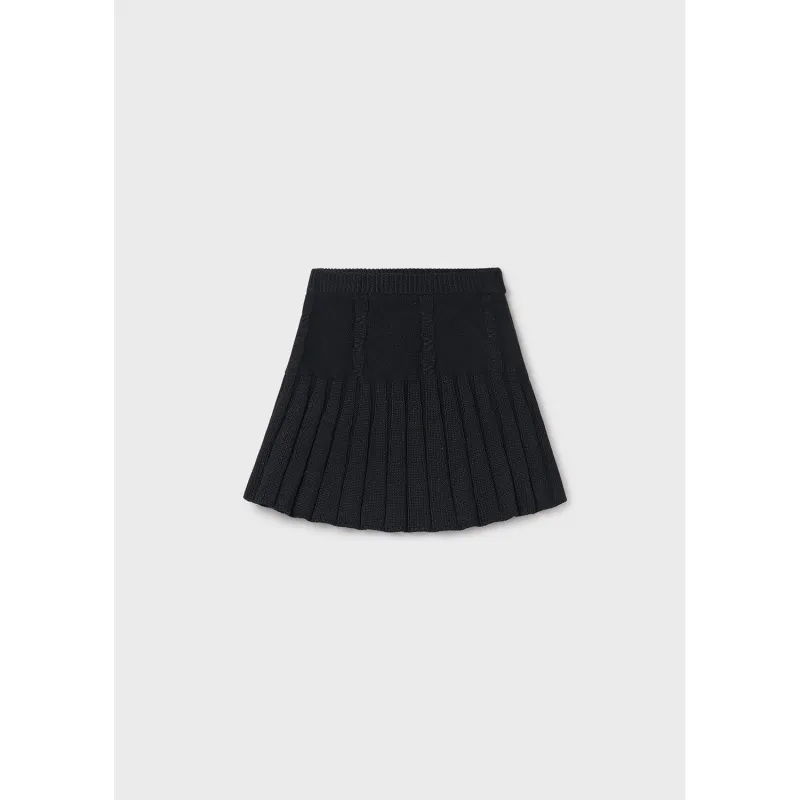 BLACK KNIT SKIRT FLARED RIBBED / 7902-036