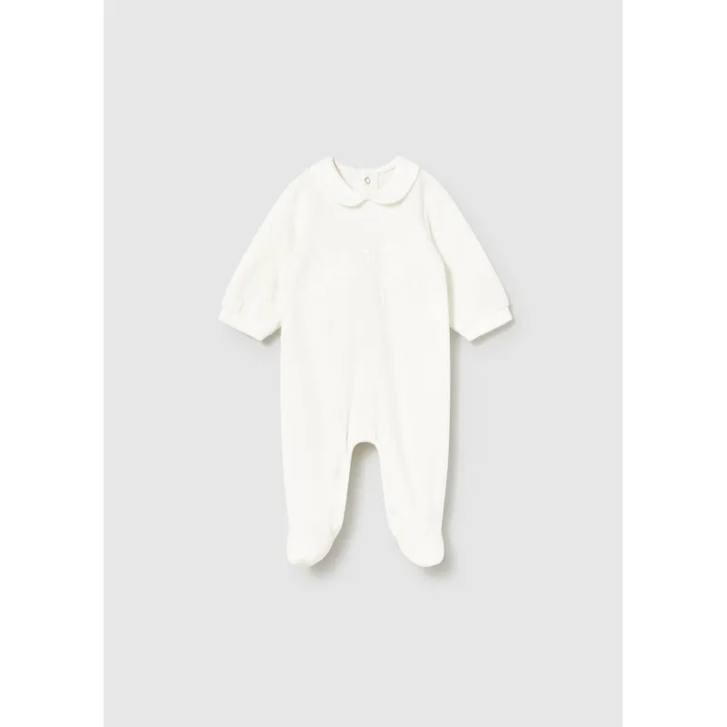 OFF WHITE VELOUR SLEEPER FLOWER EMBROIDERY / 2701-062
