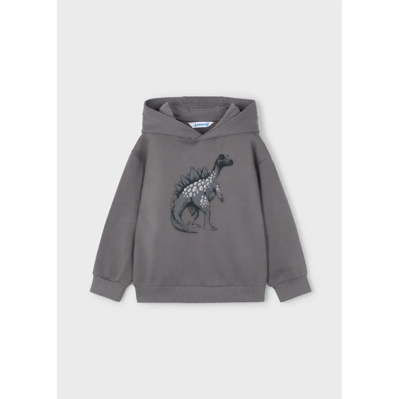 GREY HOODED SWEAT TOP DINASOUR EMBOSSED PRINT / 4407-065
