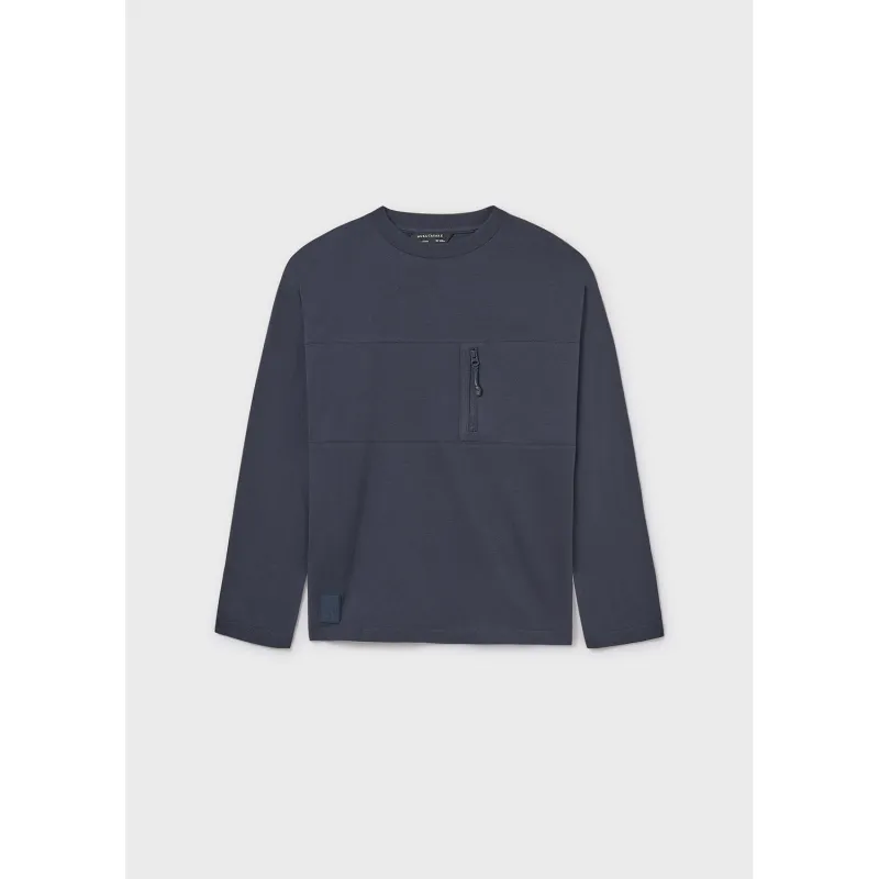 NAVY TSHIRT ZIP POCKET LONG SLEEVE / 7009-037