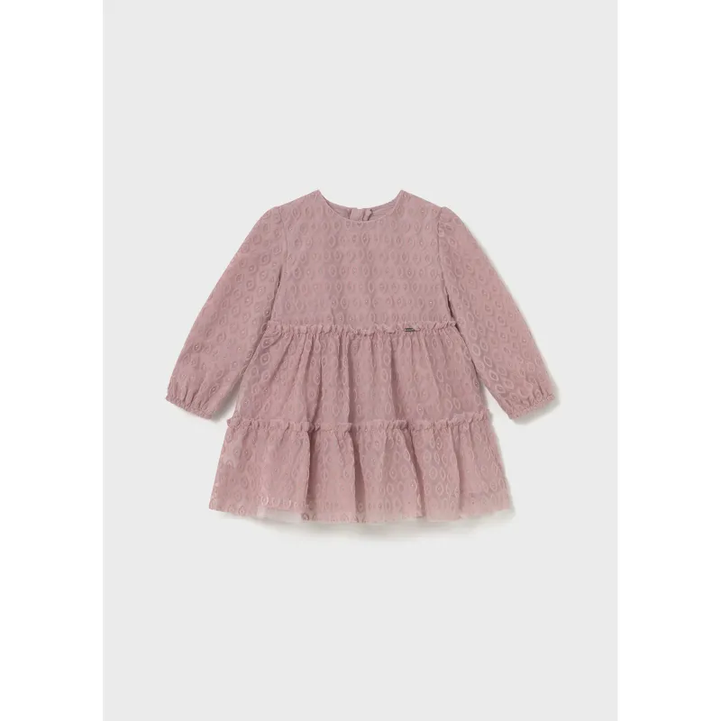 ROSE CRYSTAL DRESS EMBROIDERED TULLE LONG SLEEVE / 2907-078