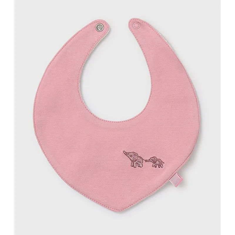 PINK BIB HEARTSHAPE ELEPHANT EMBROIDERY / 9949-037