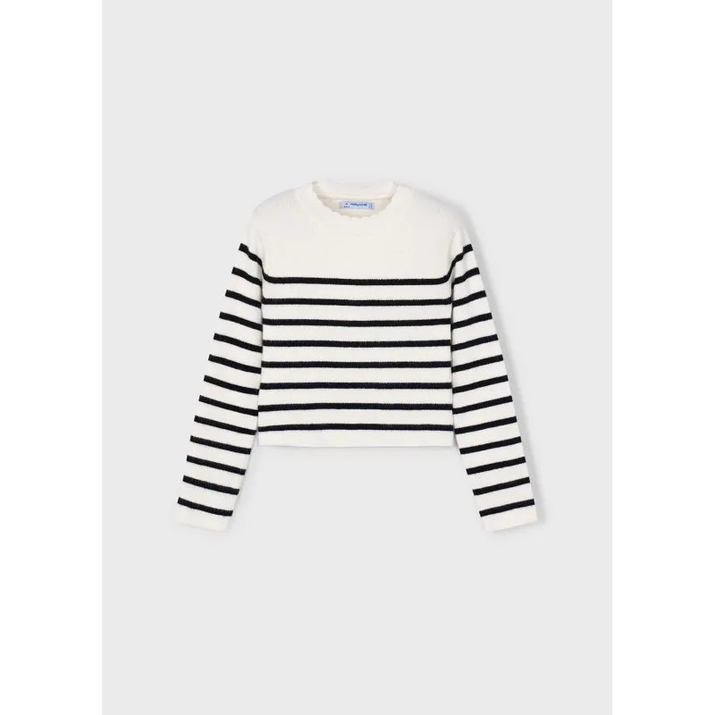 CREAM & BLACK STRIPED KNIT TOP / 4014-018