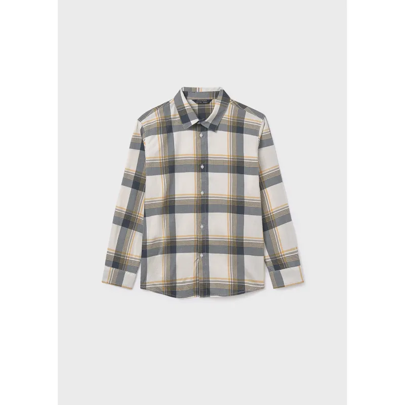 NAVY & CREAM CHECKED SHIRT LONG SLEEVE / 7107-049