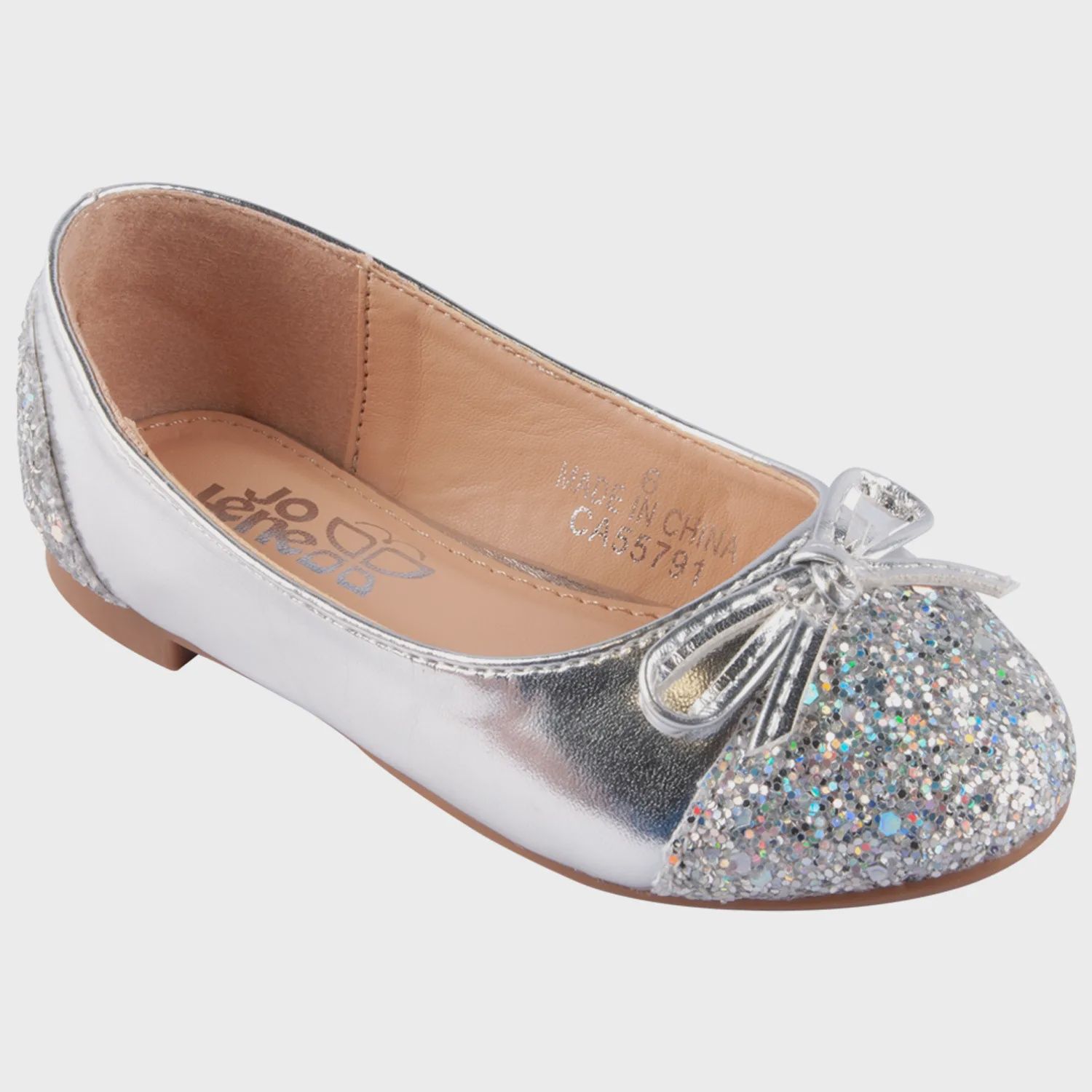 SHOE SILVER SEQUIN FRONT BOW BALLET / 6802 SHOE SILVER SEQUIN FRONT BOW BALLET / 6802