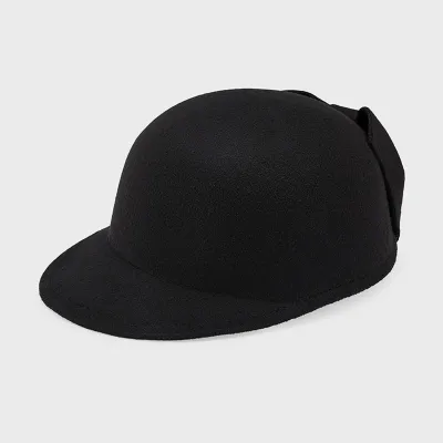 HAT BLACK WOOL BOW TRIM / 10906