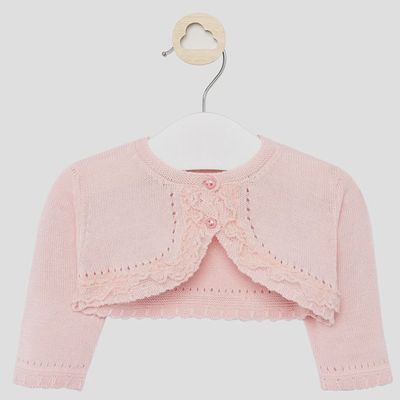 CARDIGAN PINK LACE TRIM BOLERO / 1317