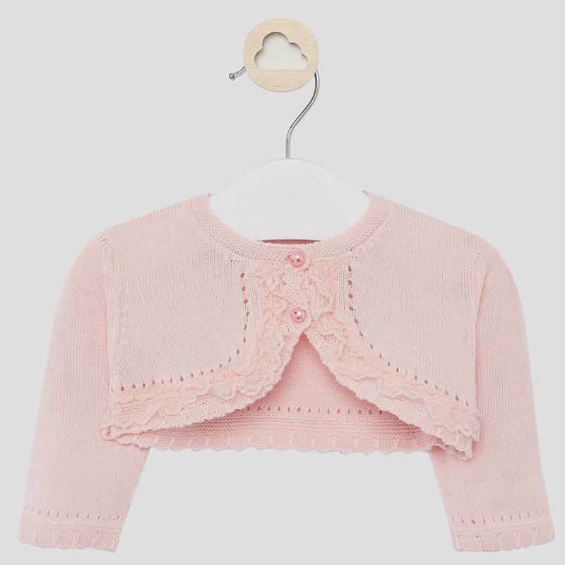 CARDIGAN PINK LACE TRIM BOLERO / 1317