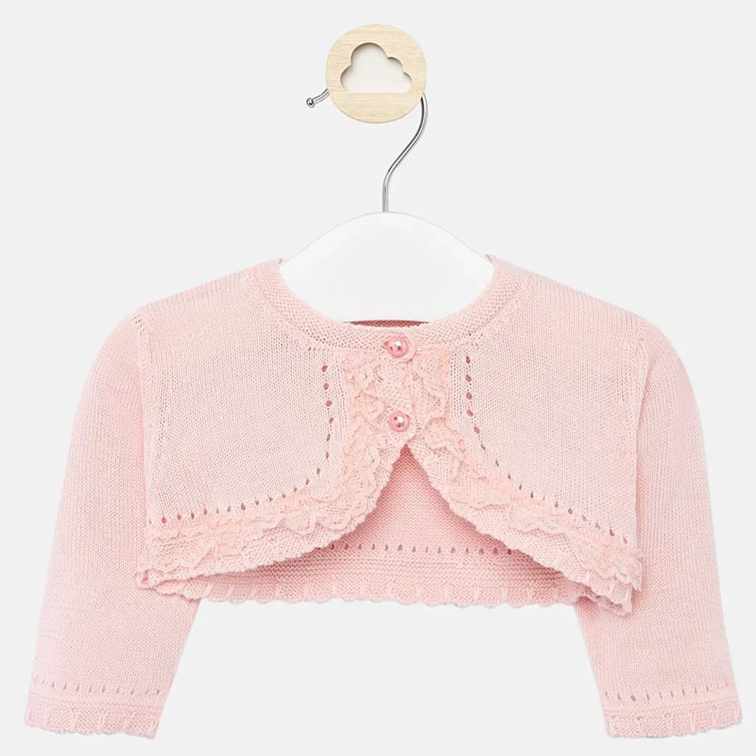 CARDIGAN PINK LACE TRIM BOLERO / 1317