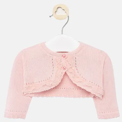 CARDIGAN PINK LACE TRIM BOLERO / 1317