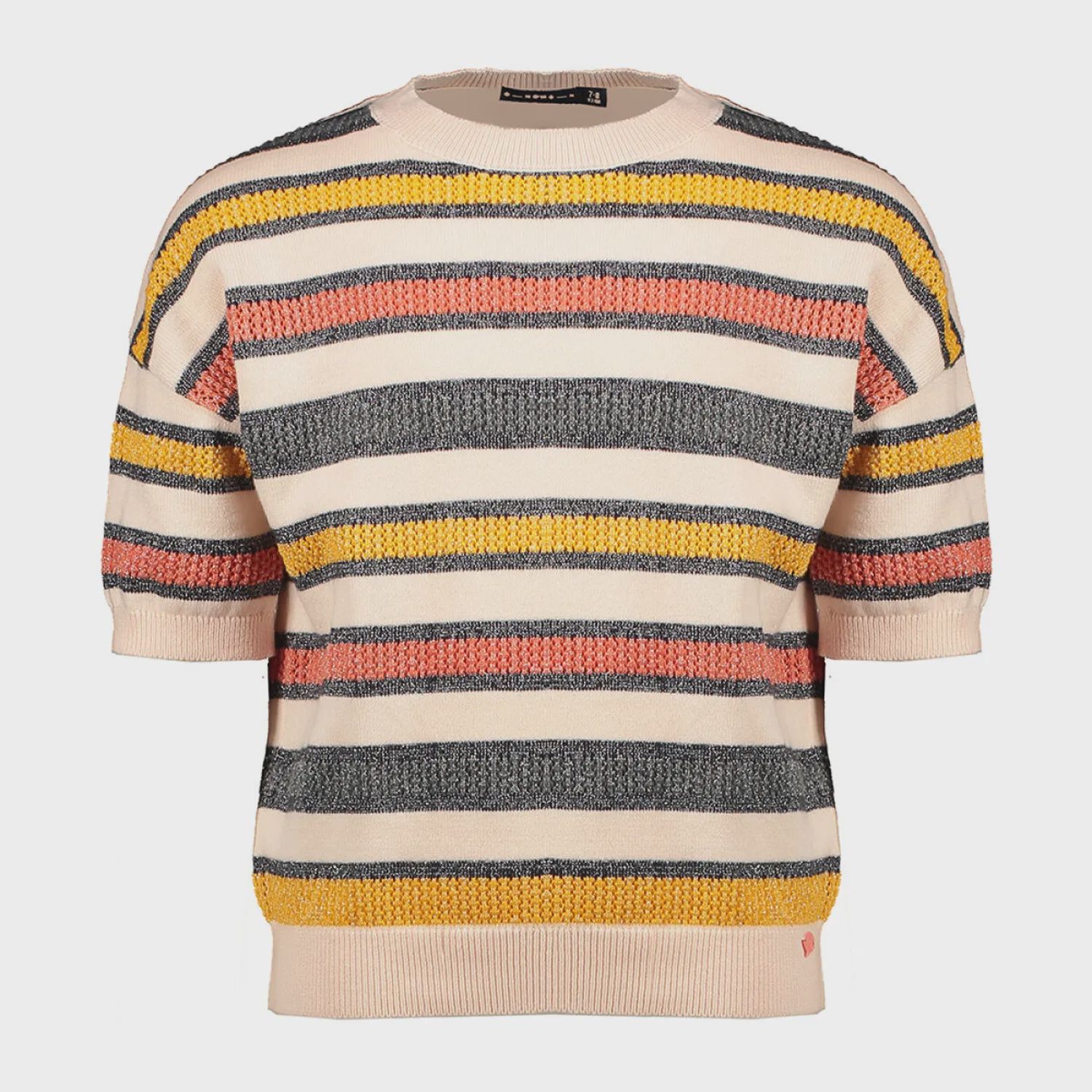 PULLOVER TOP PINK & YELLOW & RED STRIPE SHORT SLEEVE / 5302