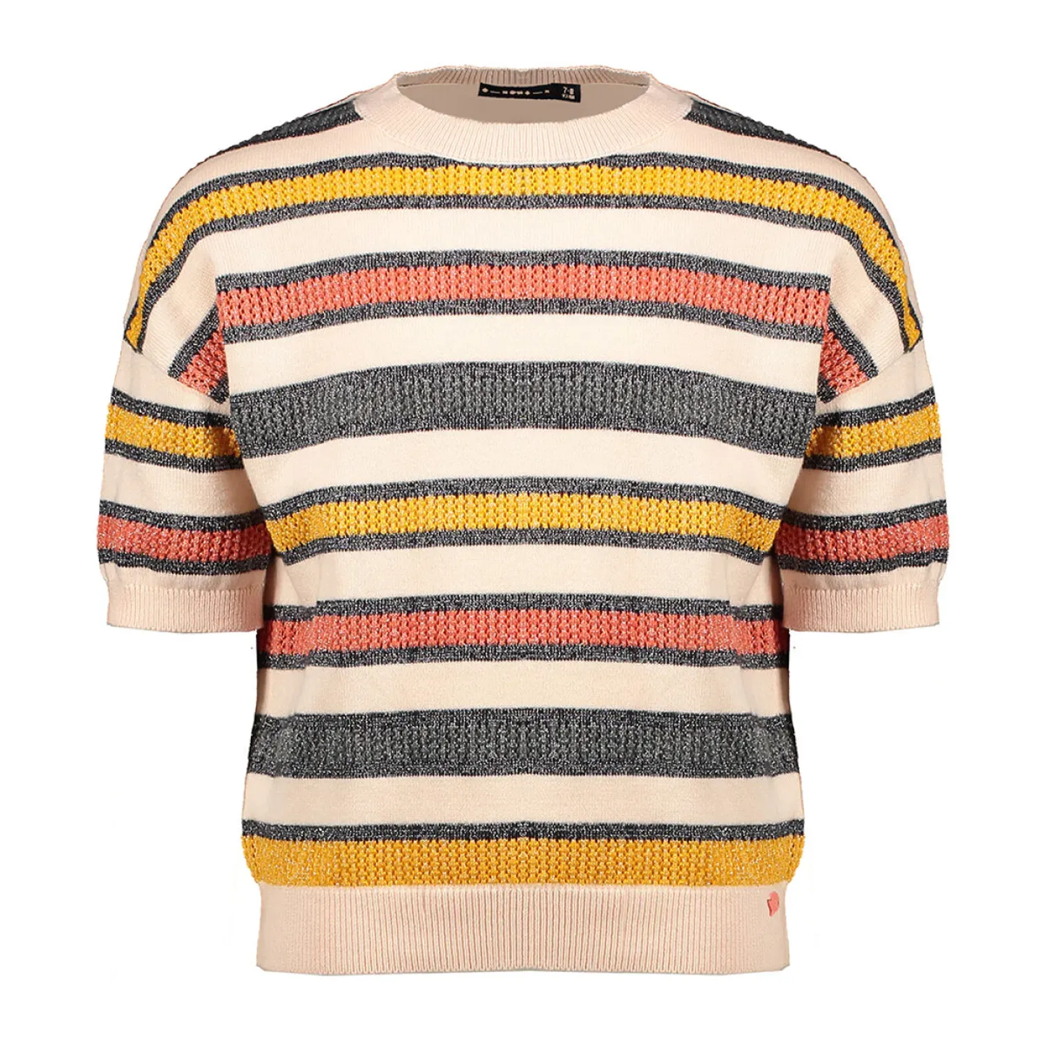 PULLOVER TOP PINK & YELLOW & RED STRIPE SHORT SLEEVE / 5302