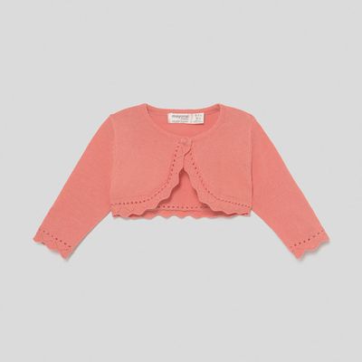 BOLERO CARDIGAN KNIT SORBET CROCHET EDGE TRIM / 318