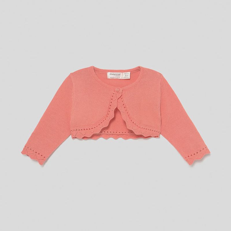 BOLERO CARDIGAN KNIT SORBET CROCHET EDGE TRIM / 318