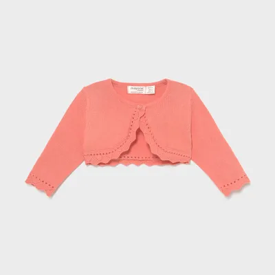 BOLERO CARDIGAN KNIT SORBET CROCHET EDGE TRIM / 318