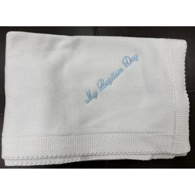 MBD BLANKET WHITE BLUE WRITING / 900