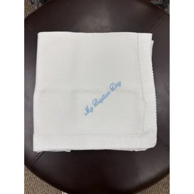 MBD BLANKET WHITE BLUE WRITING / 900