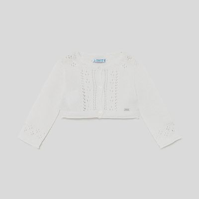 KNIT BOLERO CARDIGAN WHITE / 1336