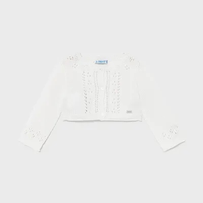KNIT BOLERO CARDIGAN WHITE / 1336