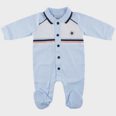 SLEEPER SKY BLUE NAVY & WHITE TRIM FRONT CLOSURE COTTON / 802