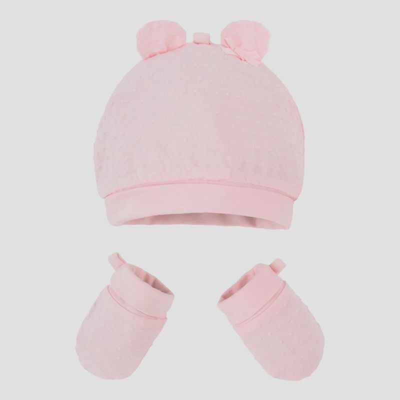 2 PC HAT & MITTEN ROSE / 19916