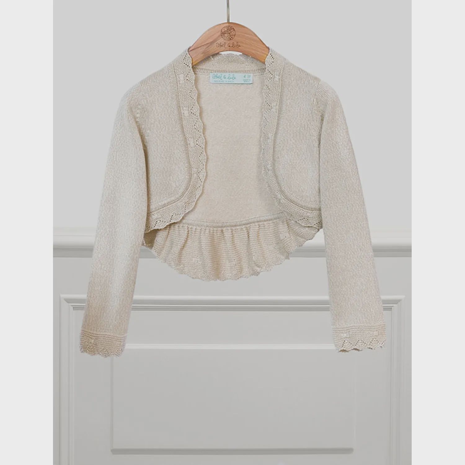 CARDIGAN BEIGE CROCHET EDGING SHINY VISCOSE / 5322