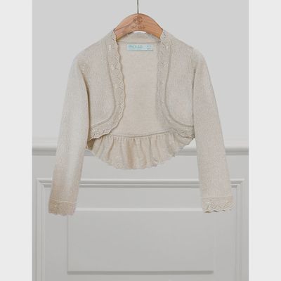CARDIGAN BEIGE CROCHET EDGING SHINY VISCOSE / 5322