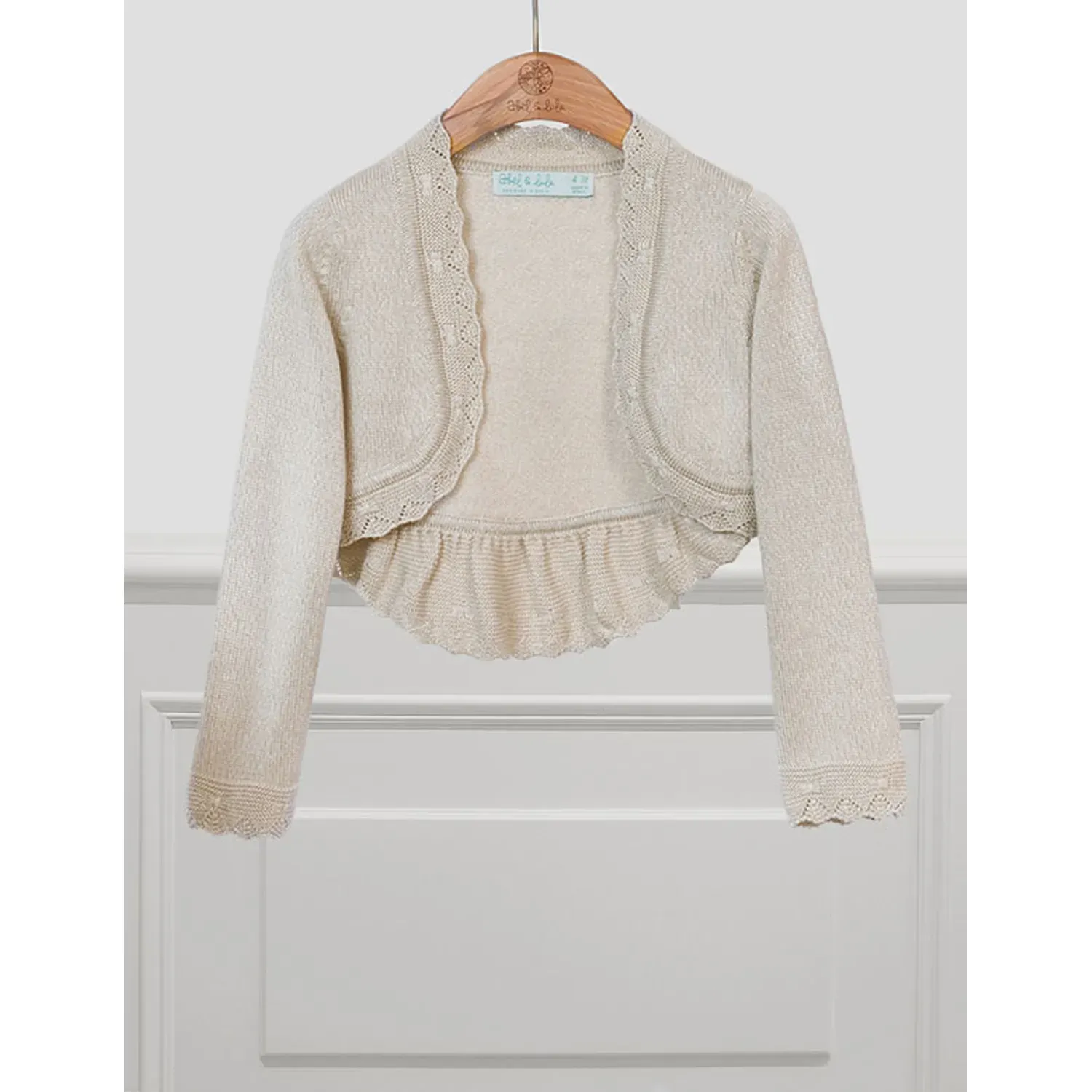 CARDIGAN BEIGE CROCHET EDGING SHINY VISCOSE / 5322 CARDIGAN BEIGE CROCHET EDGING SHINY VISCOSE / 5322