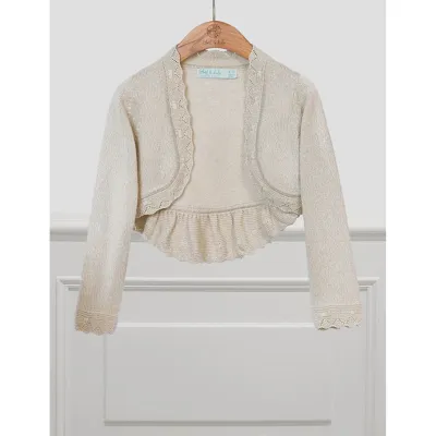 CARDIGAN BEIGE CROCHET EDGING SHINY VISCOSE / 5322