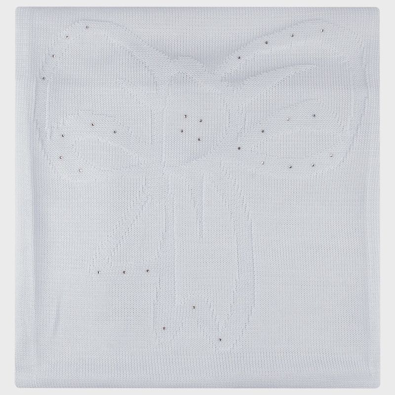 BLANKET WHITE COTTON CRYSTAL TRIM / 7201