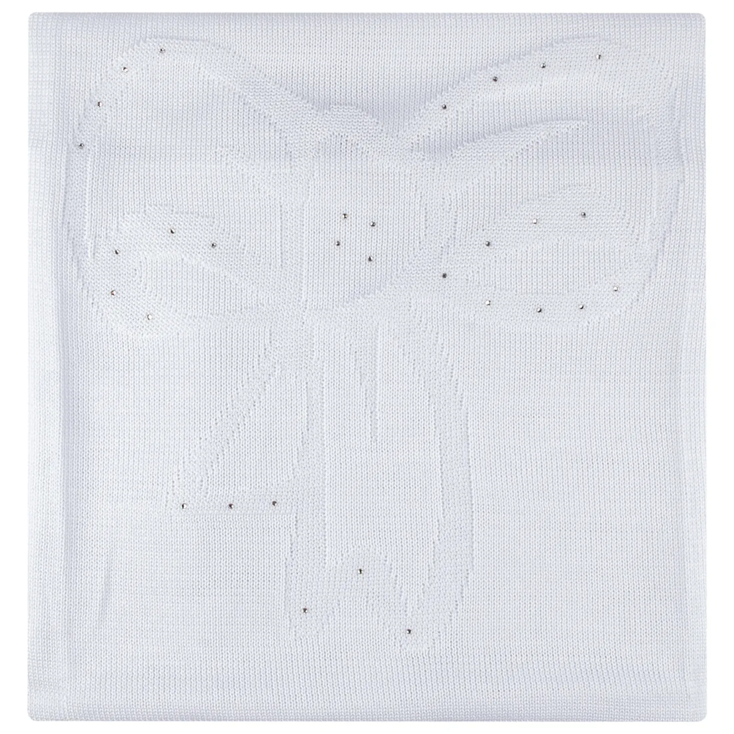 BLANKET WHITE COTTON CRYSTAL TRIM / 7201