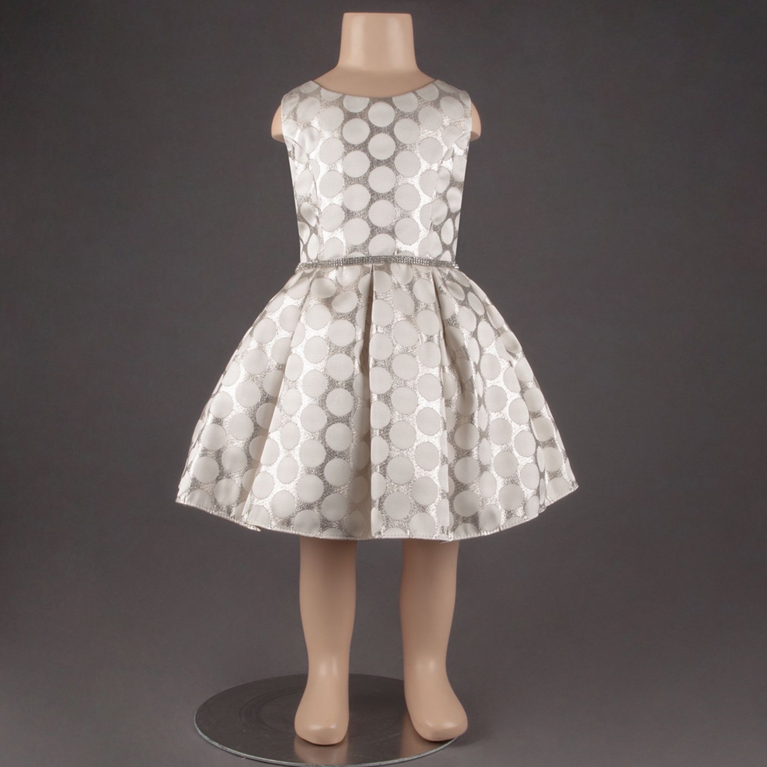 DRESS SILVER & IVORY DOT RSTONE BELT & PLEATS / SK849