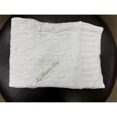 MBD BLANKET WHITE GOLD WRITING COTTON / 321
