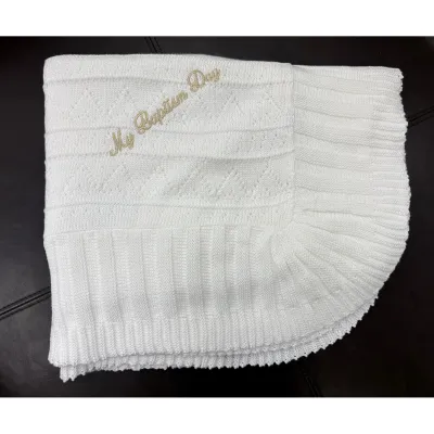 MBD BLANKET WHITE GOLD WRITING COTTON / 321