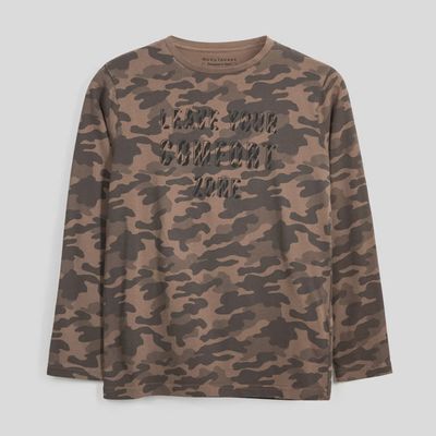 TSHIRT BROWN CAMOUFLAGE LEAVE COMFORT ZONE / 7046