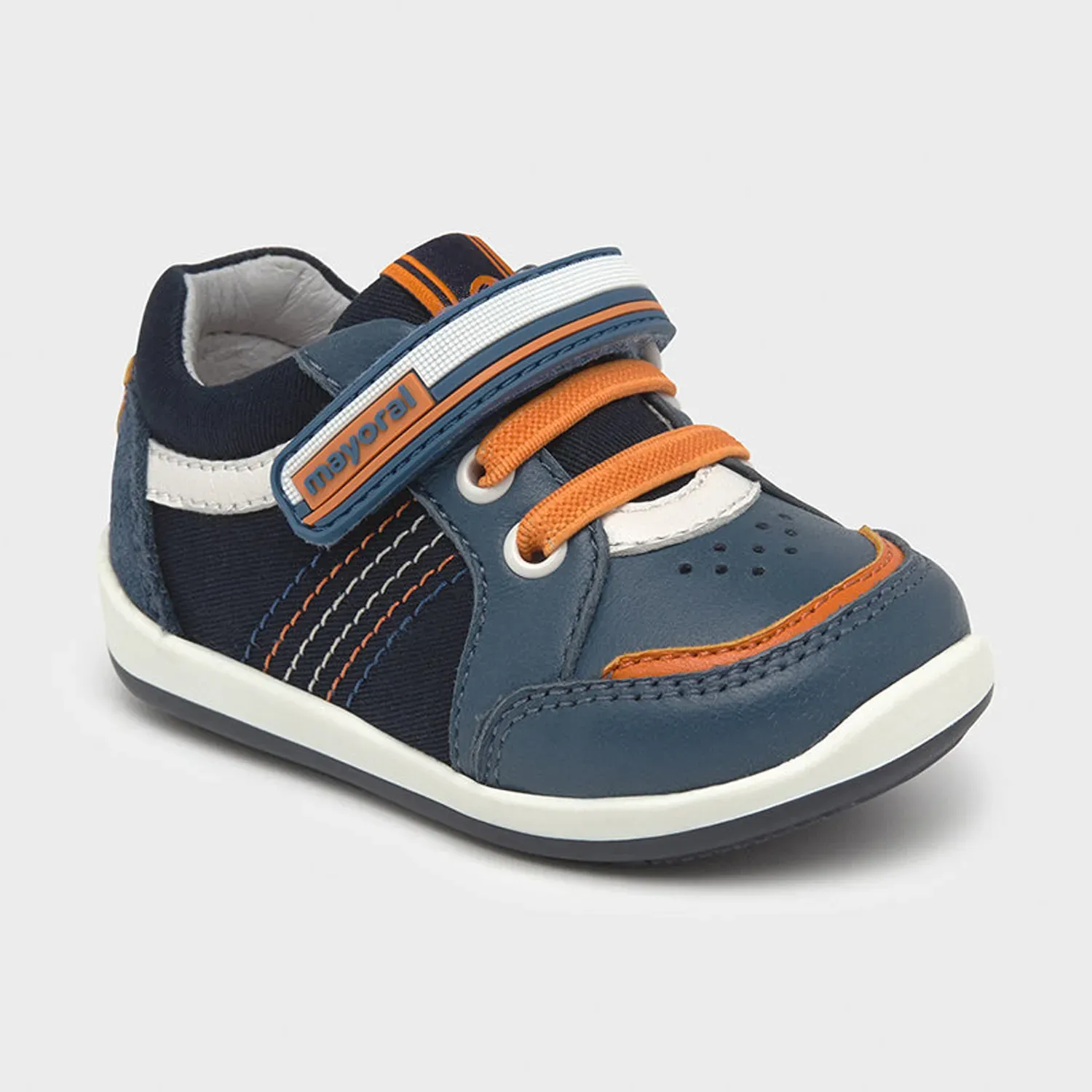 SHOE NAVY LEATHER & SUEDE ORANGE TRIM / 41278 SHOE NAVY LEATHER & SUEDE ORANGE TRIM / 41278