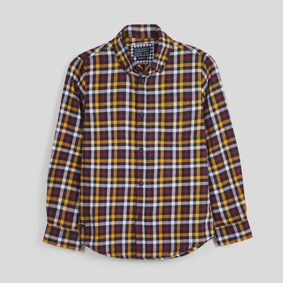 SHIRT BURGUNDY PLAID BUTTON DOWN COLLAR / 7131
