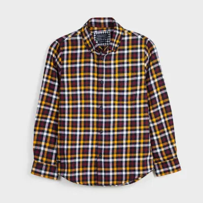 SHIRT BURGUNDY PLAID BUTTON DOWN COLLAR / 7131