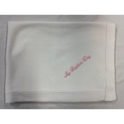 MBD BLANKET IVORY PINK WRITING / 321
