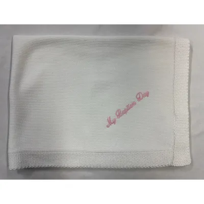 MBD BLANKET IVORY PINK WRITING /900