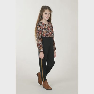 PANT BLACK KNIT GOLD SIDE STRIPE / T151A20