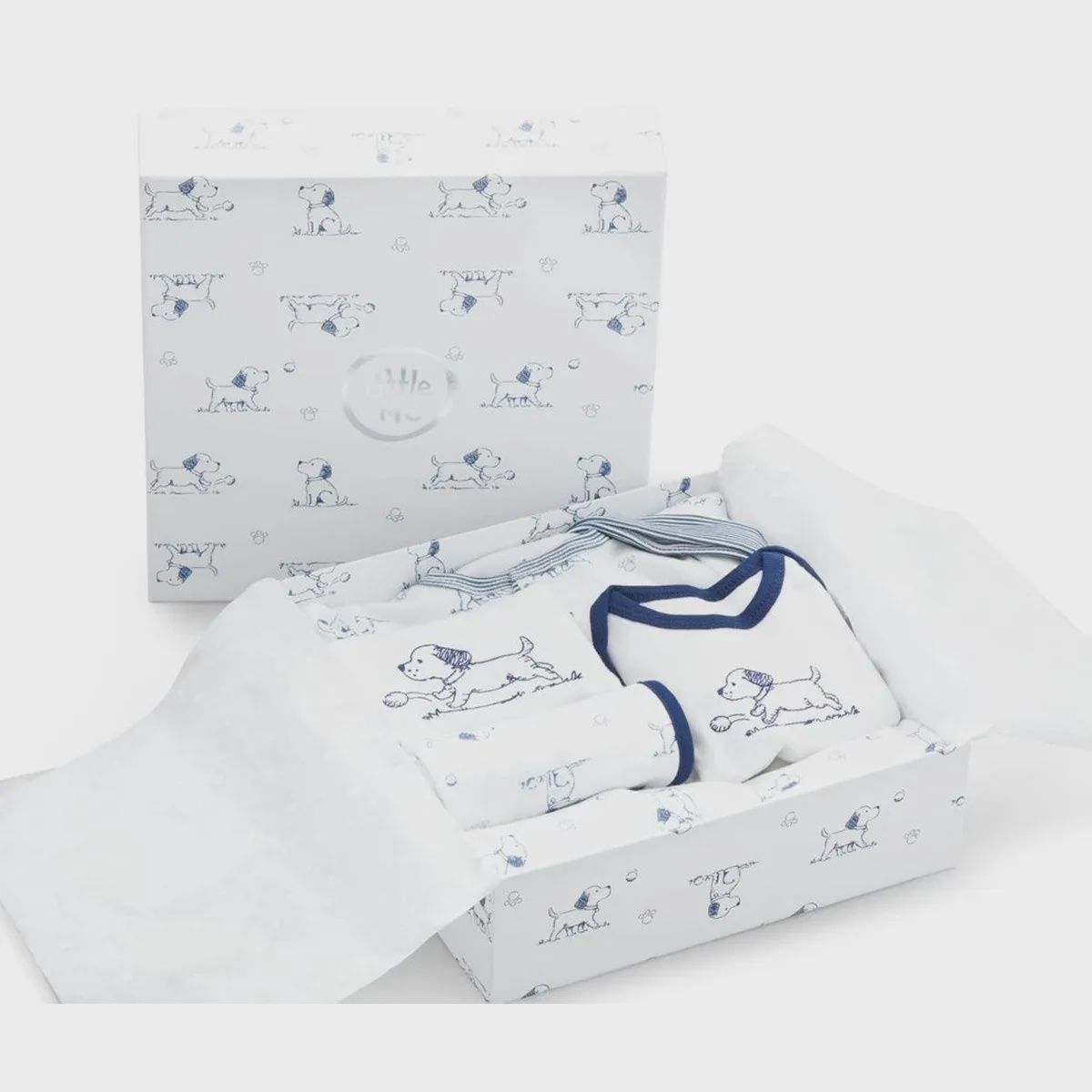 5PC GIFT BOX PUPPY BLUE & WHITE PRINT / 08990M