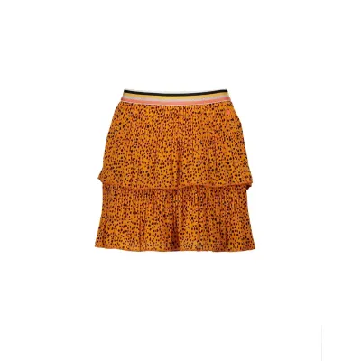 SKIRT ORANGE PRINT CHIFFON 2 LAYERS / 5704