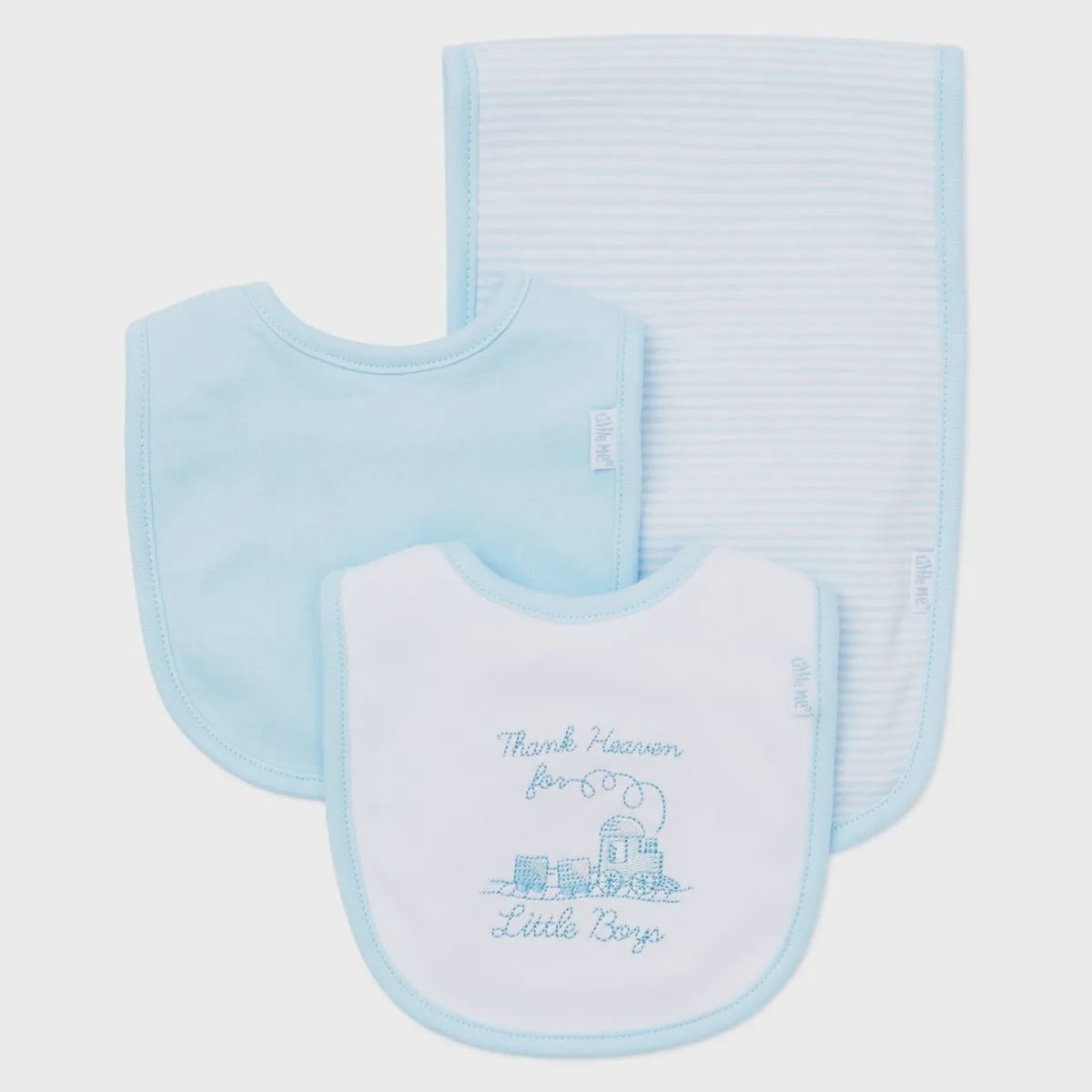 3PC BIB & BURPER TRAIN BLUE & WHITE / 404007N