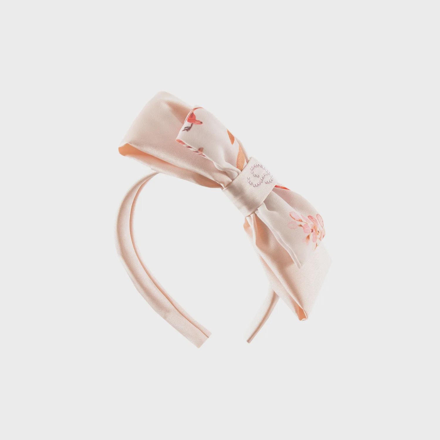 HEADBAND HARD PINK & FLORAL BOW RSTONE TRIM / 3133514