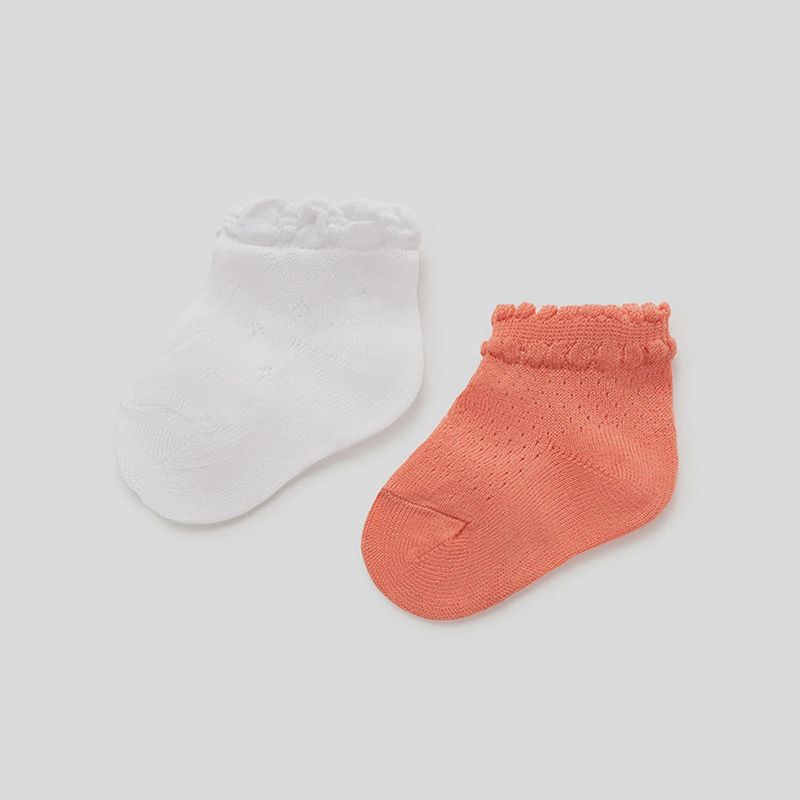 2PC SOCK SET ORANGE & WHITE / 9365